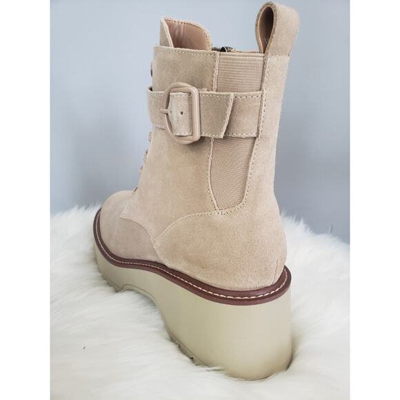 NEW SIZE 10‎ Blondo Goner Waterproof Combat Boots Platform Sand Suede Tan - Picture 4 of 7